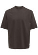 Thumbnail T-shirt en coton marron uni à coupe oversize avec un col rond - Image 3