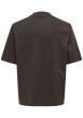 Thumbnail T-shirt en coton marron uni à coupe oversize avec un col rond - Image 4