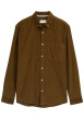 Thumbnail Chemise en coton marron unie en velours côtelé avec un col à rabats - Image 3