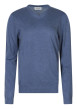 Thumbnail Pull en coton bleu uni coupe ajustée avec un logo en relief sur la poitrine - Image 4