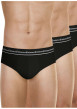 Thumbnail Lot de 3 slips en coton noirs unis avec le nom de la marque à la ceinture - Image 4