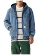 Thumbnail Blouson en jean bleu uni avec une coupe droite et un col à capuche - Image 7
