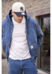 Thumbnail T-shirt en coton blanc imprimé bleu à coupe ample et col rond - Image 10