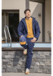 Thumbnail T-shirt en coton camel uni avec une coupe droite et un col rond - Image 6