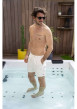Thumbnail Short de bain écru brodé de drapeaux all-over et taille élastiquée - Image 5