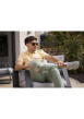 Thumbnail Chino en coton vert d'eau uni à coupe slim avec 2 poches boutonnées - Image 9