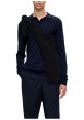 Thumbnail Pull en laine merinos marine uni avec une coupe droite et un col polo - Image 4