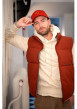 Thumbnail Pantalon en coton camel en velours côtelé à coupe droite avec cordon de serrage - Image 7