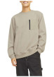 Thumbnail Sweat beige uni à coupe droite et à col rond avec une poche zippée à la poitrine - Image 4