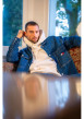 Thumbnail Jean Skater Carpenter en coton mélangé bleu uni avec une coupe droite - Image 10