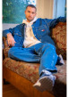 Thumbnail Jean Skater Carpenter en coton mélangé bleu uni avec une coupe droite - Image 7