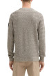 Thumbnail Pull en coton beige moucheté à coupe droite, col rond et manches longues - Image 8