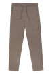 Thumbnail Pantalon en coton mélangé kaki uni avec une coupe droite et un lien de serrage - Image 4