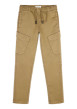 Thumbnail Pantalon en coton mélangé beige uni avec une coupe droite et des poches - Image 4