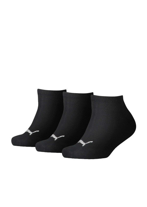 Lot de 3 paires de chaussettes mi-hautes noires unies avec logo brodé en blanc