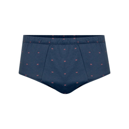 Slip en coton marine pourvu de motifs brodés et...