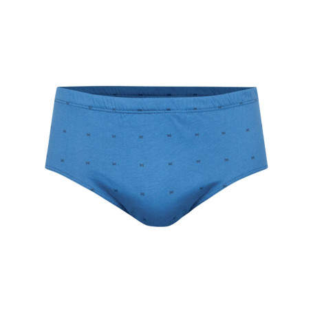 Slip en coton bleu pourvu de motifs brodés et...