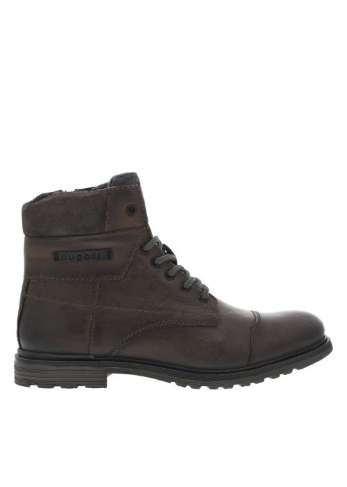 Bottines en cuir marron avec semelle à talon plat et intérieur fourré