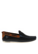 Thumbnail Mocassins homme en cuir marine avec une languette d'aisance arrière - Image 2