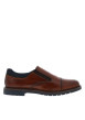 Thumbnail Mocassins cognac en cuir à talon plat avec deux soufflets élastiqués