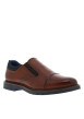Thumbnail Mocassins cognac en cuir à talon plat avec deux soufflets élastiqués - Image 3