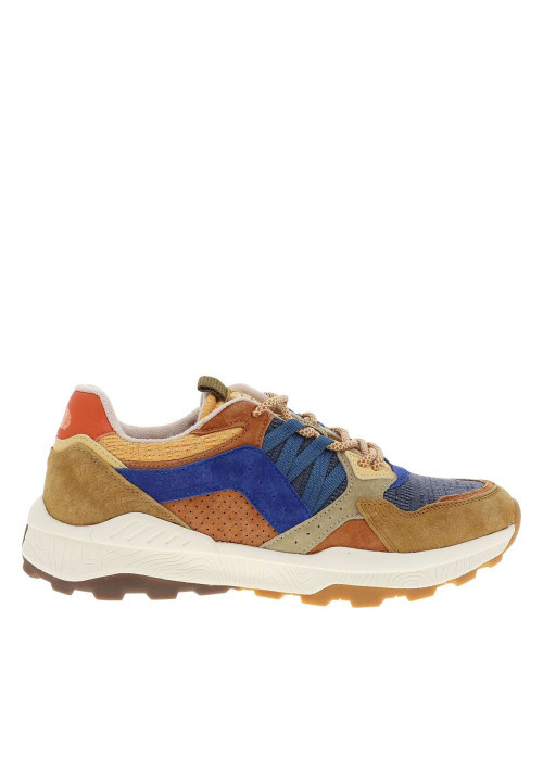 Baskets running orange et bleues avec un talon plat et des lacets ronds - Image 2