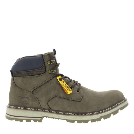 Bottines kaki à talon décroché bas avec un zip...