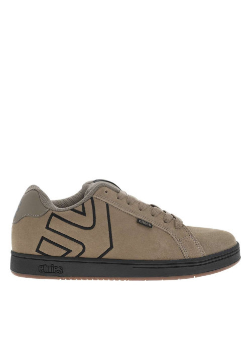 Baskets kaki en cuir à talon plat avec des lacets et un logo noir
