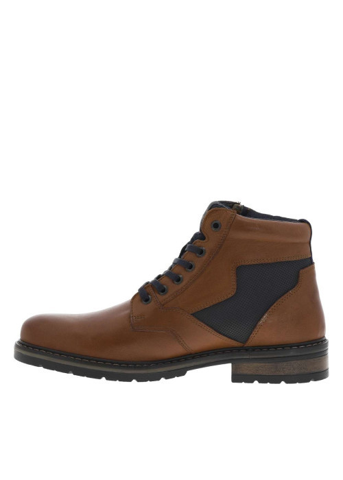 Bottines en cuir cognac à talon décroché bas...