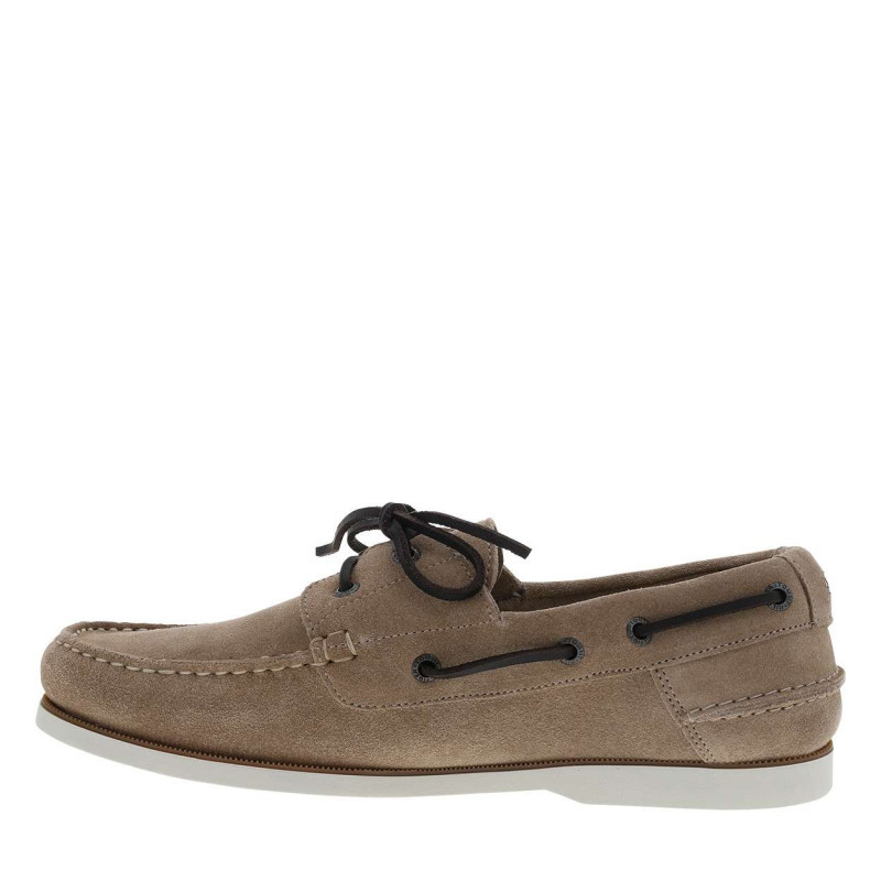 Tommy Hilfiger - Mocassins Bateau En Cuir Beige à Semelle Plate Avec Des Lacets Cuir - Beige Tommy Hilfiger - Mocassins Bateau En Cuir Beige à Semelle Plate Avec Des Lacets Cuir - Beige