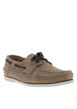 Thumbnail Mocassins bateau en cuir beige à semelle plate avec des lacets cuir - Image 3