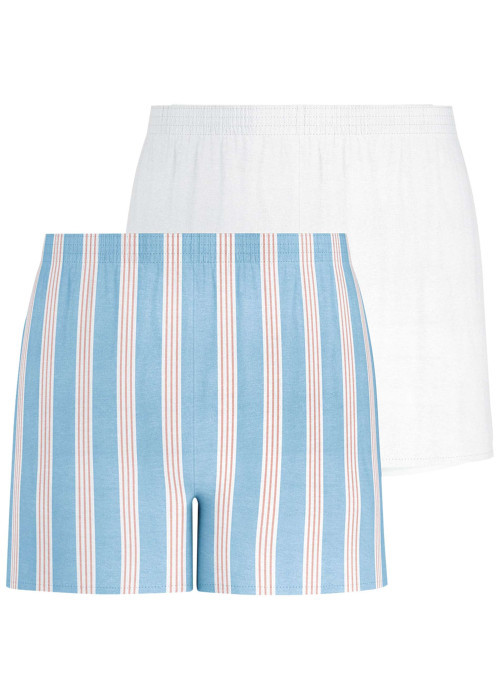Lot de 2 boxers longs en coton multicolores unis avec une taille élastiquée