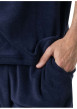 Thumbnail Pyjama court en coton mélangé marine uni pourvu d'un col à revers - Image 6