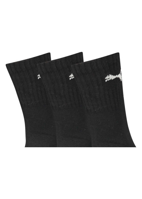 Lot de 3 paires de chaussettes Puma noires en coton mélangé stretch unies logotypées
