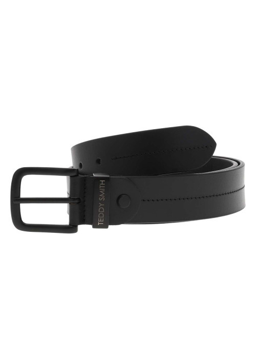 Ceinture en cuir de buffle noire unie avec une...