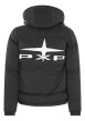 Thumbnail Doudoune à capuche noire matelassée à coupe ajustée avec le logo brodé au dos - Image 4