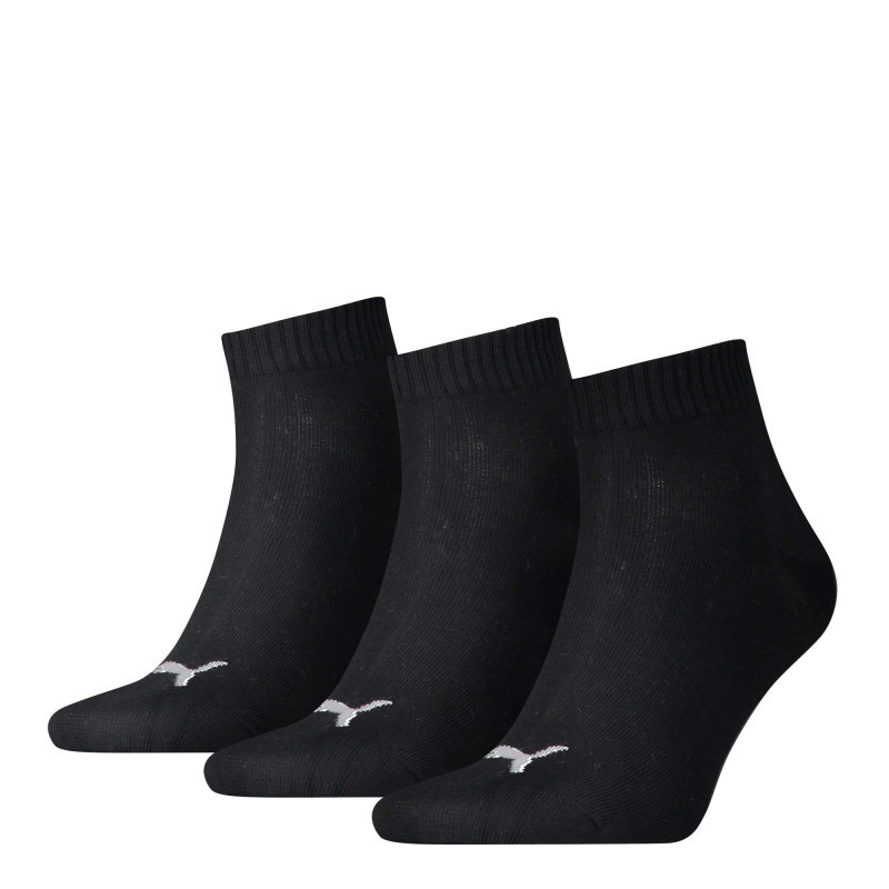 Puma - Chaussettes Mi-hautes En Coton Noires Unies Avec Le Logo De La Marque Brodé - Noir Puma - Chaussettes Mi-hautes En Coton Noires Unies Avec Le Logo De La Marque Brodé - Noir