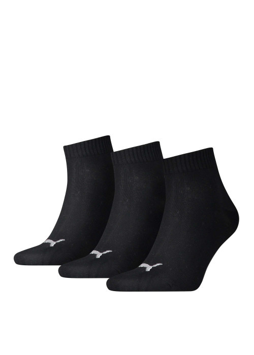 Chaussettes mi-hautes en coton noires unies avec le logo de la marque brodé