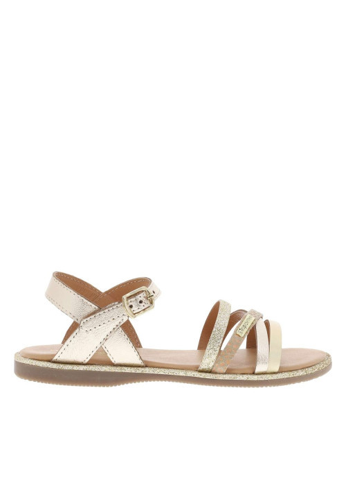 Nu-pieds Inaya E en cuir dorés avec une boucle à ardillon et fines brides