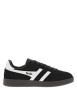 Thumbnail Baskets tennis en croûte de cuir noires à talon plat et à lacets plats noirs