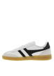 Thumbnail Baskets tennis en cuir blanches plates à lacets plats blancs avec bandes noires - Image 2