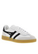 Thumbnail Baskets tennis en cuir blanches plates à lacets plats blancs avec bandes noires - Image 3