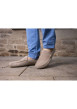 Thumbnail Mocassins taupe en cuir nubuck avec logo embossé et semelle beige