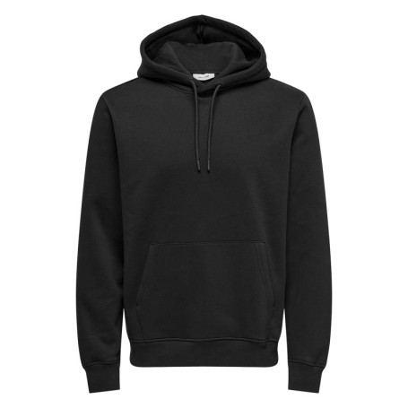 Sweat en coton mélangé noir uni à coupe droite...