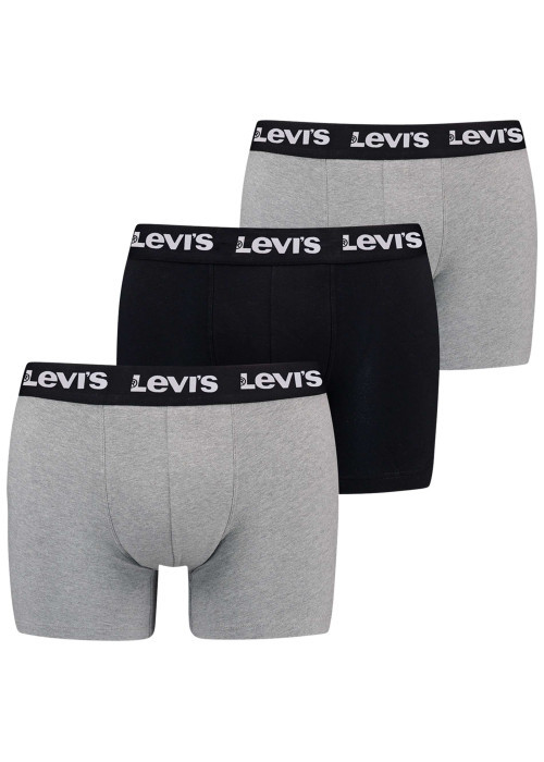 Lot de 3 boxers courts noir et gris en coton avec ceinture élastiquée