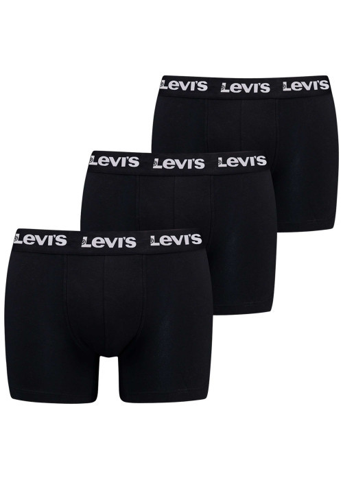 Lot de 3 boxers courts noirs en coton avec ceinture élastiquée