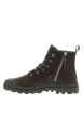 Thumbnail Bottines en cuir kaki à talon plat avec des lacets et un zip latéral - Image 2