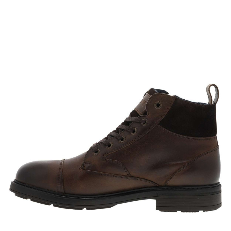 Redskins - Bottines En Cuir Tabac à Talon Décroché Bas Avec Des Lacets Et Un Zip Latéral - Marron