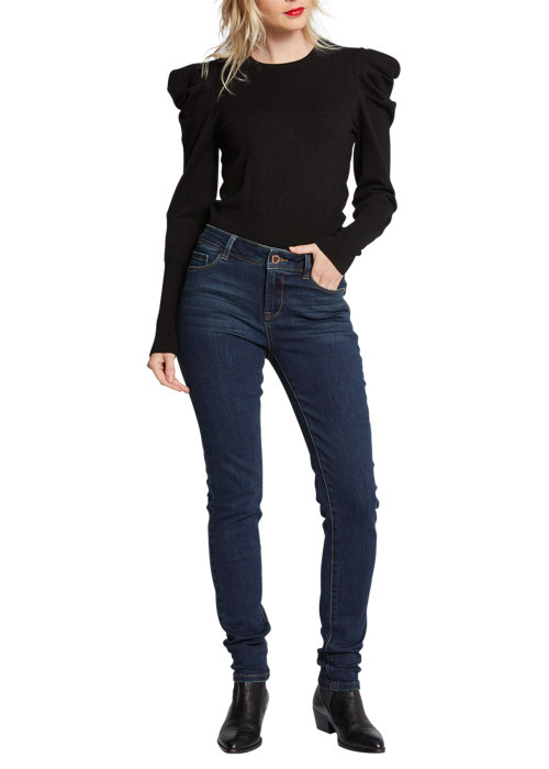 Jean en coton mélangé brut avec une coupe skinny et des passants - Image 10