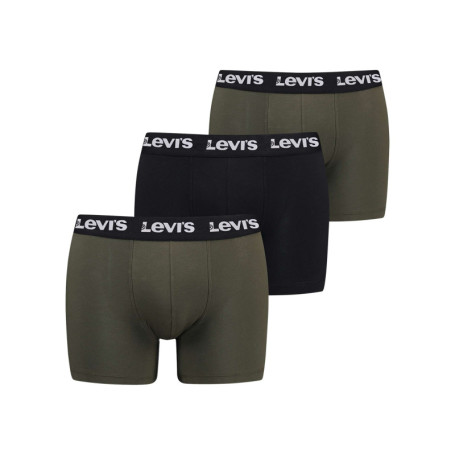 Lot de 3 boxers classique en coton kaki et noir...